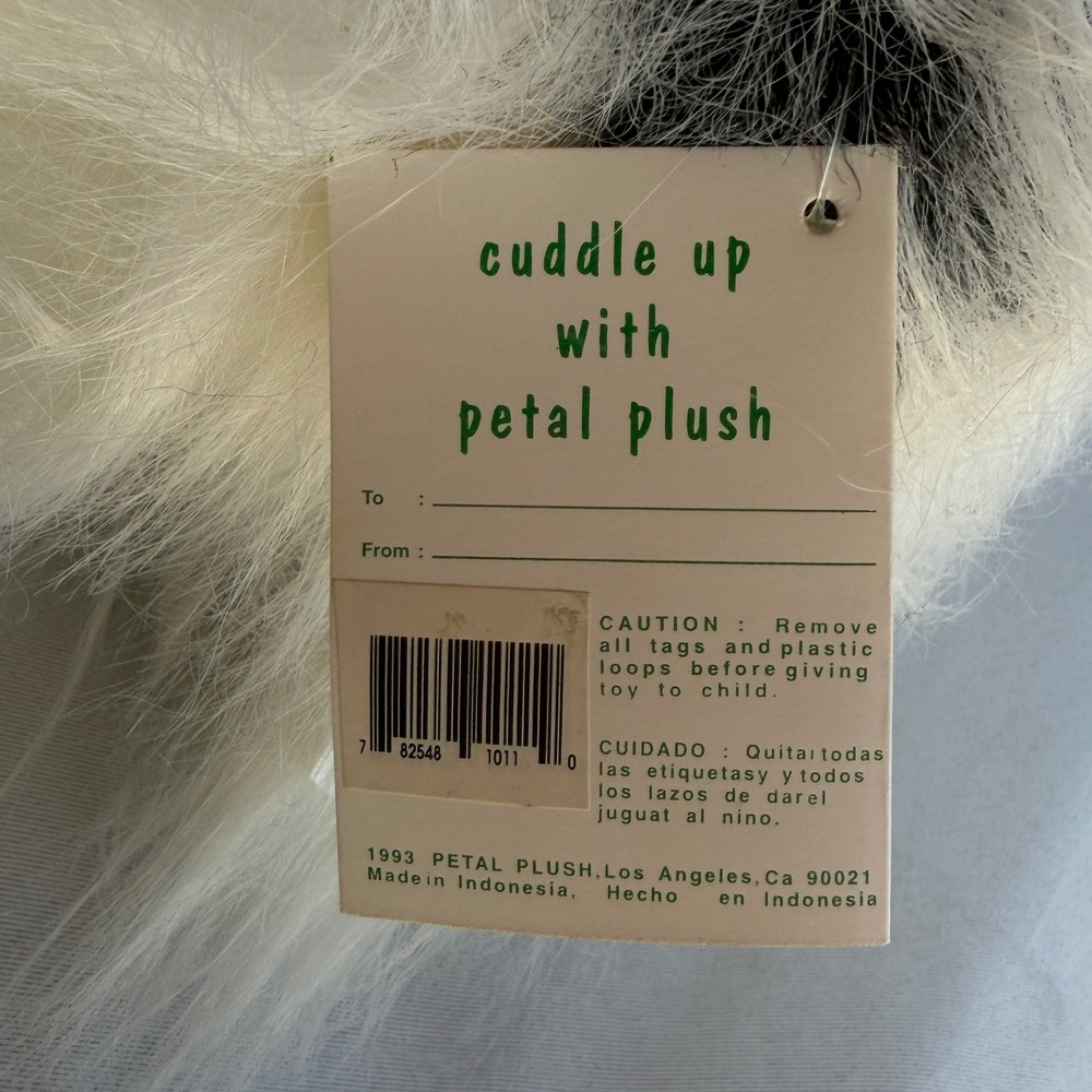 Petal Plush Stuffed Animal Unisex OS White New Vintage 1993 Shaggy Dog 1011-0 - Picture 3 of 12